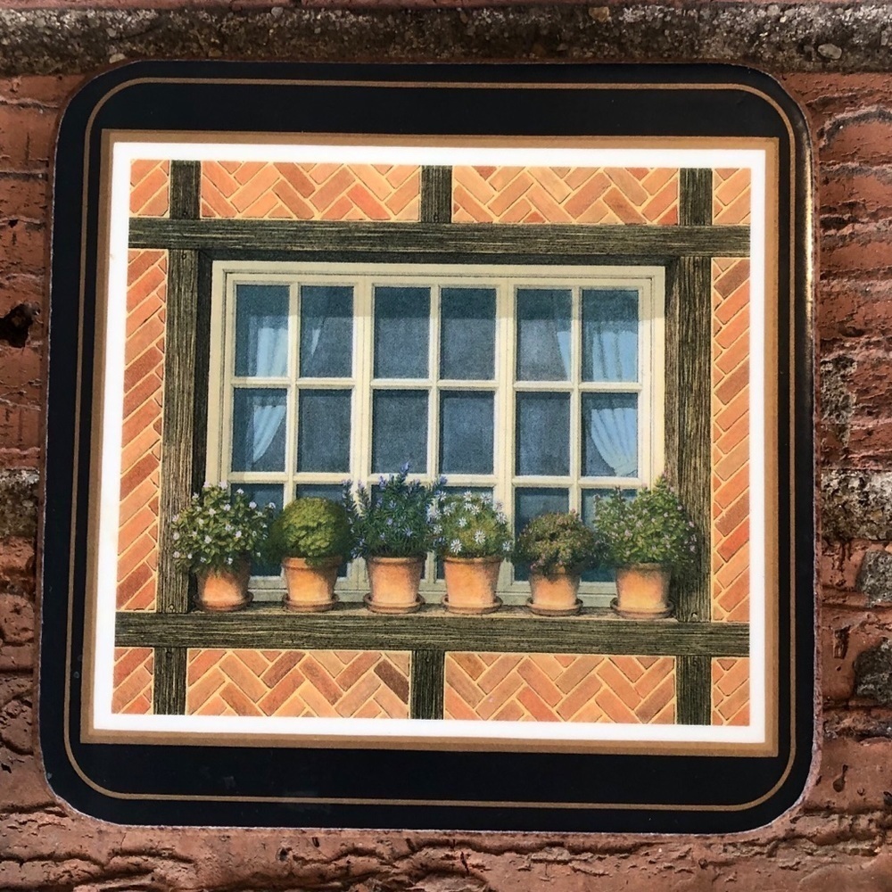 Set of 5 Pimpernel Cork Back Flower Window Box Coasters - Picture 3 of 9